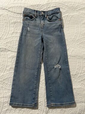 Levi's Kids Cropped Wide Leg Light Blue Jeans w/ Distressed Knee SZ: 8R